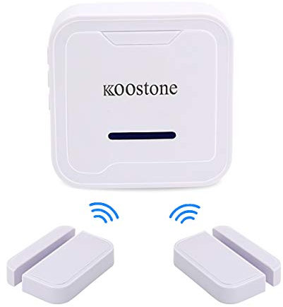 Koostone Wireless Magnetic Door Entry Sensor Alarm Chime, Door Open Alert for Shop, Garage, Window Security for Kids, Elders Safety, Anti-theft, 2 Secure Contact Sensors, 1 Doorbell Plugin Receiver