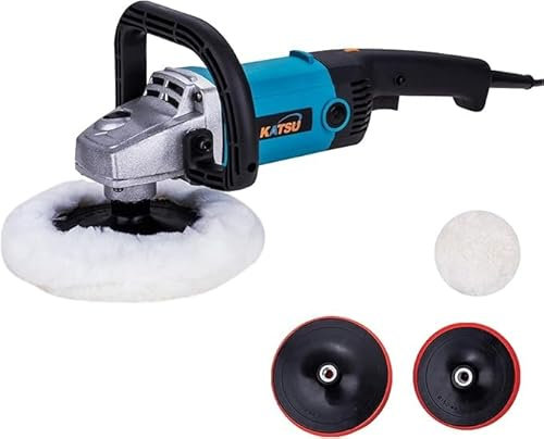 Lucidatrice Auto, KATSU 1200W 150mm 180mm Lucidatrice Elettrica per Auto, Elettrico Buffer Macchina per la Ceretta, con Tampone di Lana, 6 Velocità Variabili, Kit per Dettagli Auto 100317E