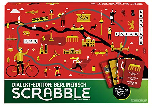 Mattel Games GPW45 - Scrabble Dialekt-Edition Berlin, Gesellschaftsspiel, Brettspiel, Familienspiel