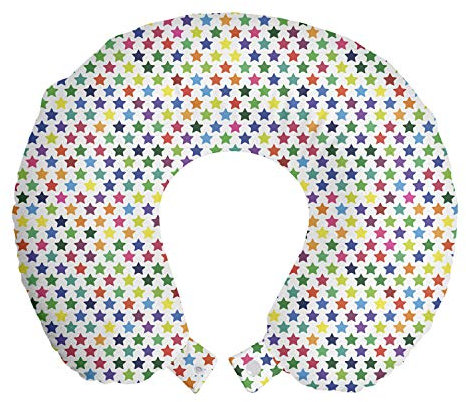 ABAKUHAUS Bunt Reisekissen Nackenstütze, Sternformen Nursery Motiv, Schaumstoff Reiseartikel für Flugzeug und Auto, 30x30 cm, Mehrfarbig