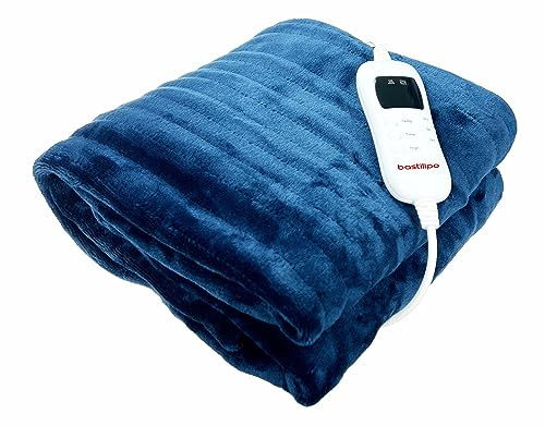 Bastilipo MELC-120 Flannel Electric Blanket, Blue, 120 W, 180 x 130 cm