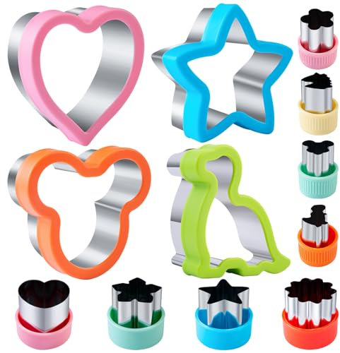 Ausstechformen Kinder Brot und Gemüse 12 Stück, Kimfead Brot Ausstecher für Kinder, Dino Mickey Mouse Stern Herz