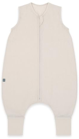 emma & noah Sacco nanna con piedi, 0,5 TOG, in lino con gambe, per l'estate, 100% lino, certificato Oeko-Tex, sacco a pelo per neonati (Essential Beige, 90 cm)