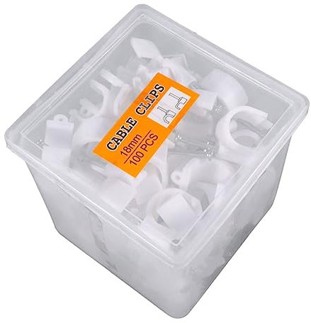 Gadpiparty Chiodi in Acciaio Clip Per Cavi 100 Pezzi Morsetto in Pvc Gancio Di Supporto Per Tubi Elettrici Filo Bianco Supporto Fisso A Parete