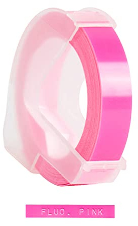 3D Plastic Embossing Label Tape Refill for DYMO 12965 1610 Label Maker with 3/8 Inch * 9.8 feet, 1 Roll Fluorescent Pink