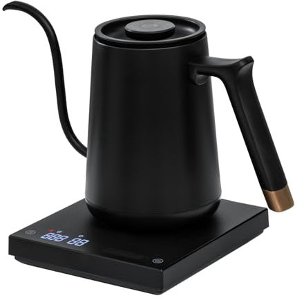 TIMEMORE Bollitore collo d'oca in acciaio inox, Bollitore elettrico per caffè intelligente 600ML con regolazione della temperatura per la preparazione di tè e caffè,192s veloce a 88°C