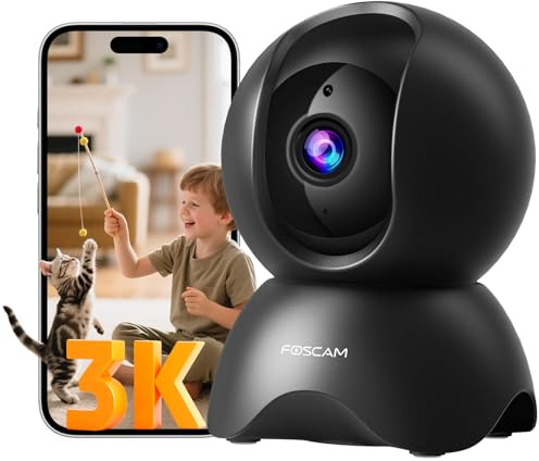 FOSCAM 3K Pan Tilt Security Camera for Baby Monitor, Dog Camera w/Motion Detection, 2-Way Audio Siren, Night Vision, Cloud &SD Card Storage, Compatible with Alexa & Google Home