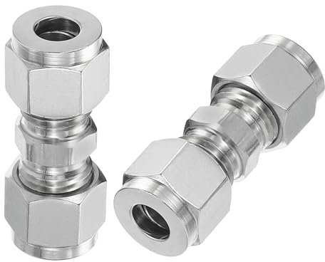 PATIKIL Raccordo a Compressione in Tubo d'Acciaio Inossidabile 304 Unione 5/16 ID x 11/16 OD, 2 Pz Connettore Dritto per Tubo per Sistemi di Irrigazione del Giardino d'Acqua, Argento