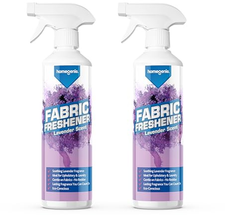 HomeGenie - Fabric Freshener Spray - Lavender Scent - 2 x 500ml Duo Pack - Fabric Mist for Upholstery, Bedding & Laundry - Long-Lasting Non-Aerosol Spray in Recyclable Bottles