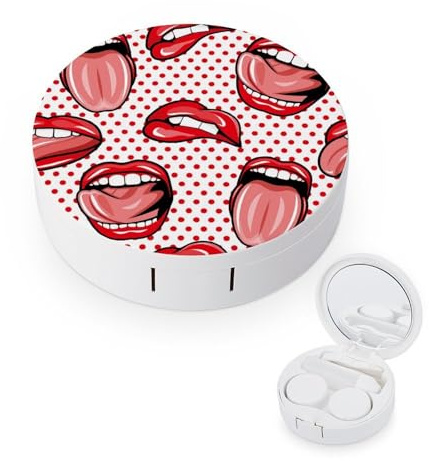 fkgvwo Contact Lens Case Red Lips Tongue Contact Lens Box Travel Kit Portable for Travel & Home