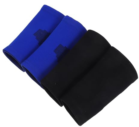 MOLUCKFU 2 Paires Protège-Coudes Garçon Fille Compression Élastique pour Basketball Volley Cyclisme Protection Sportive Respirante et Ajustée Bleu et Noir