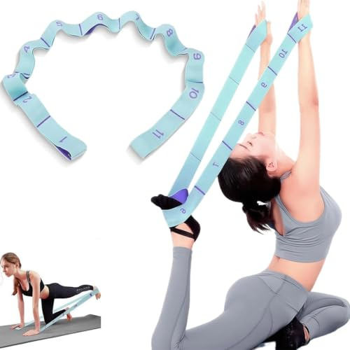 Bande d'Étirement Yoga avec 11 Boucles - Sangle Élastique de Résistance pour Pilates, Fitness & Rééducation - Améliore la Flexibilité, Idéale pour Débutants, Danse et Gymnastique à Domicile