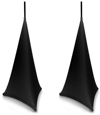 BeamZ LSS12B - Abdeckung für Lautsprecherständer in Schwarz, 2er Set, 120 cm, Lycra Stretch Cover für Stative, Stativsegel, Husse für Stative, Dreibein Abdeckung, Stativ Bezug für DJ, Gastro, Events