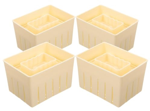Roleader Pressa per Tofu Domestica in Plastica Leggera 4 Pezzi, Stampo fare Formaggio e Tofu, Utensile Salva Lavoro per Cucina Casalinga