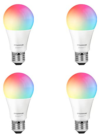 SYLVANIA Wifi LED Smart Light Bulb, 60W Equivalent Full Color and Tunable White A19, Dimmable, Compatible with Alexa and Google Home Only - 4 Pack (75674)