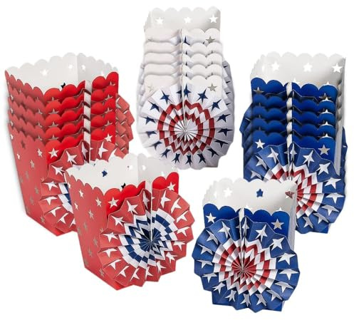 Fun Express Patriotic Paper Fan Luminary Bags - Party Supplies - 12 Pieces