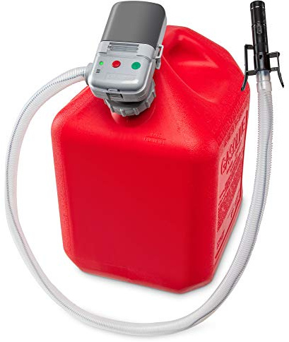 Deway Automatic Fuel Transfer Pump w/Auto-Stop, 2.2 GPM Flow Rate & AA Battery Powered, Advanced Adapter Fits All Size Cans, Extra Long Hose, Portable Liquid Pump for Gasoline, Diesel Fuel & More