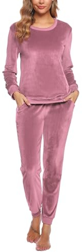 Wayleb Pigiama Donna Invernale in Pile Lungo Tuta Sportiva Donna Caldo Completa in Velluto Abbigliamento Sportivo per Casual Jogging