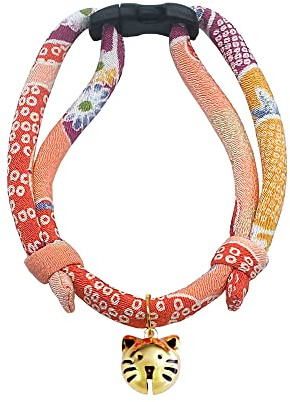PetSoKoo Cat Collar with Kitty Face Bell. Cute Japan Chirimen Kitten Collar. Soft & Lightweight.