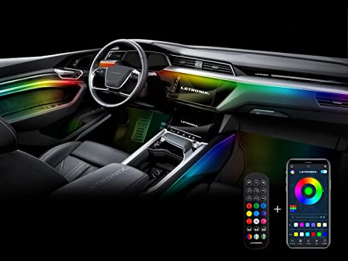 LETRONIX RGBIC RGB Full LED Rainbow Auto Ambientebeleuchtung (Für Armaturenbrett) mit APP Steuerung und Fernbedienung