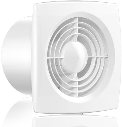 Hon&Guan 150mm Badlüfter Wandventilator, Lüftung 272m³/h Abluftventilator Leiser Betrieb, Geräuscharme Kein EU-Stecker Ventilator für Küche, Badzimmer, WC, Garage, Schlafzimmer, Loftfenster, Weiß