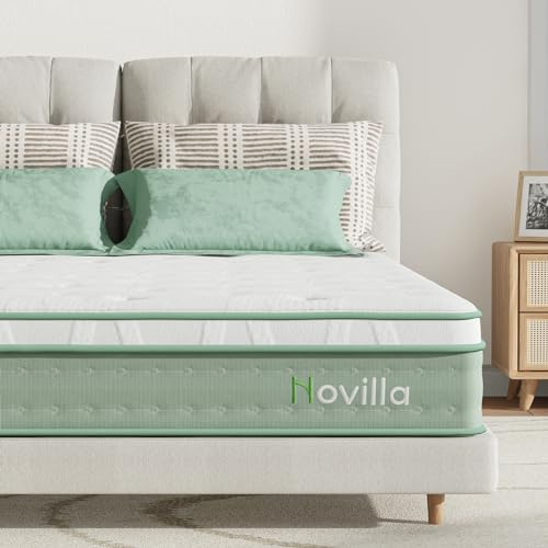 Novilla Dubbelsängsmadrasser 9,8 tum 3-zons gel minnesskum fickfjädrad madrass 4FT6 medelstora fasta hybridmadrasser med Oeko-tex stickat tyg och CertiPUR-US skum 135 x 190 x 25 cm