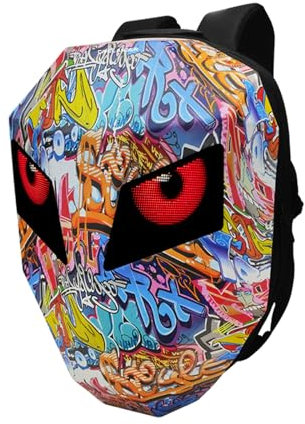 cartaoo LED Motorrad Rucksack Coole Laptop Rucksäcke für Herren Frauen Smart Helmtasche mit programmierbarem Pixel Farbbildschirm (graffiti, big)