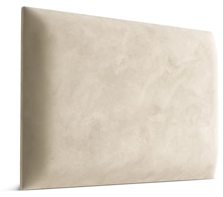 Muralo - Samt Wandkissen Stoff Polster-Paneel für Schlafzimmer Wohnzimmer Bett Wandpolster Bettkopfteil Lendekissen Modern Luxus Gepolstert Magic Velvet (Creme, 60 cm x 40 cm)