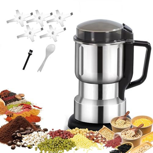 Moulin à Café électrique, Machine à écraser Les Grains De Café avec 5 Lames, Moulin à épices électrique d'une Capacité De 400 G, Faible Bruit, Lame Puissante en Acier Inoxydable De 300 W
