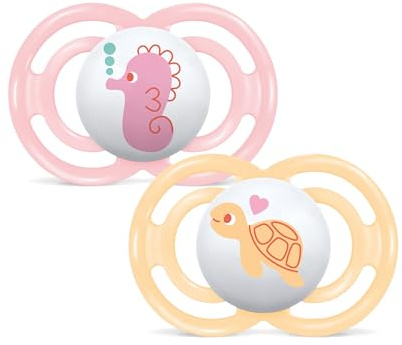 MAM Perfect Confezione Doppia Succhietto 16+ Mesi (Set da 2), Ciuccio MAM 16 36 mesi silicone per un sano sviluppo orale, Kit da 2 accessori neonato con porta ciuccio sterilizzatore, Rosa/Giallo
