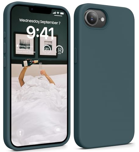 OIIAEE Compatible with iPhone 16e Case (2025) 6.1 Inch, Soft Ultra Slim Protective Shockproof Liquid Silicone Phone Case Cover with Anti-Scratch Microfiber Lining,Teal