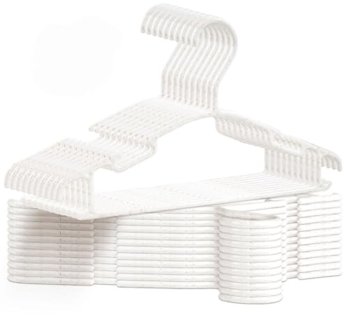 54 Stück Kinder-Kleiderbügel, ilauke rutschfeste Baby-Kleiderbügel, langlebige und schlanke Kinder-Kleiderbügel, platzsparende Aufbewahrung für Kinderkleidung, Kleider (weiß)