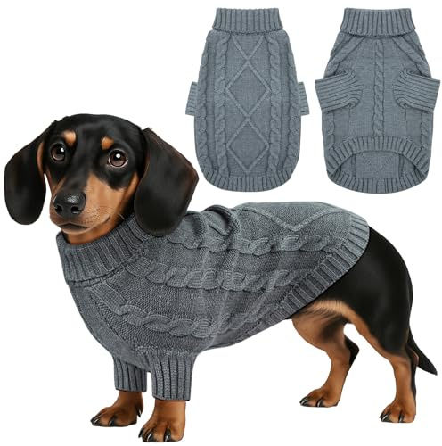 Kiiwah Jersey Perro, Invierno Cálido Ropa Perros con Cuello Alto, Mangas Largas Suéter Perro Pequeño, Ropa de Punto para Gatos, Jersey Perros Mediano para Salchicha Bouledogue Francés