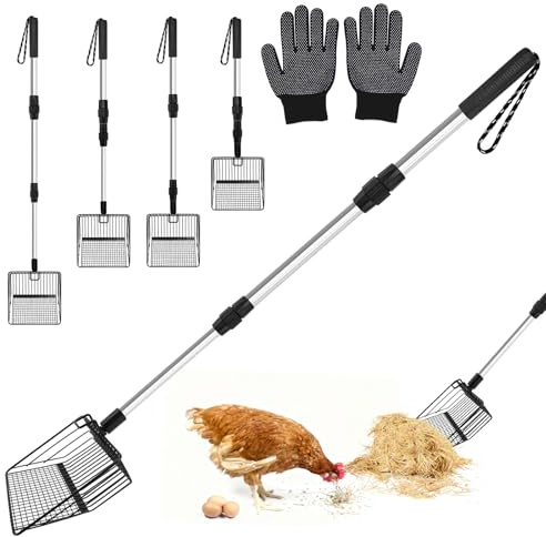 BINYI Cuchara de Arena para Gatos de Acero Inoxidable Pala para Excrementos de Gallina Pala de Arena Pala de Malla Litter Scoops Accesorios para Gallinero y Arena de Gato Negro 2