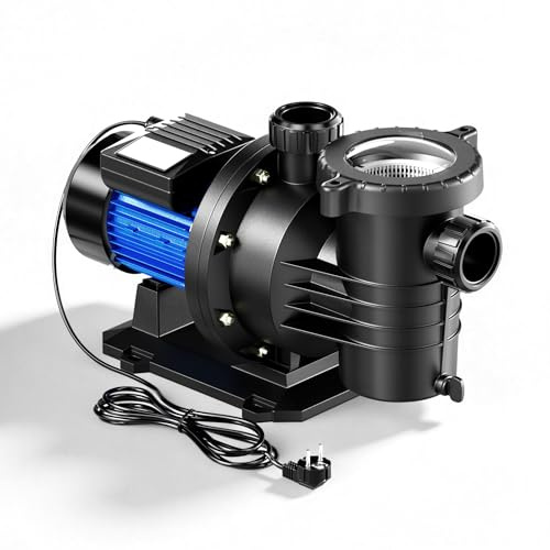 Wiltec Pompa per piscina da 18.600 l/h e 750 W per piscine da 74-110 m³, sistema di pompaggio con prevalenza di 13 m, pompa di ricircolo per piscine