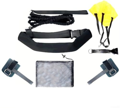 Sawhamale Cintura da allenamento per nuoto con paracadute, imbracatura stazionaria per esercizi di resistenza in piscina, cinghie regolabili in neoprene alla caviglia per trapano di forza, unisex, per