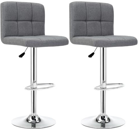 Intimate WM Heart Barhocker, 2er Set, Barstuhl, mit Samtbezug, Küchenstühle mit Rückenlehne und Fußstütze, höhenverstellbar Tresenhocker, Moderner Drehhocker mit Gepolsterten Sitzkissen (Grau)