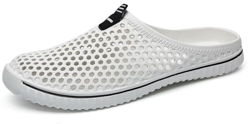 SAGUARO Sabots et Mules Hommes Femmes Respirant Chaussures de Jardin été Pantoufles Plage Piscine Chaussons Blanc 45