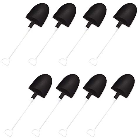 Honbay 30PCS Plastic Disposable Mini Ice Cream Dessert Spoons Shovels Pudding Yogurt Spoons for Family or Party (Black and white)