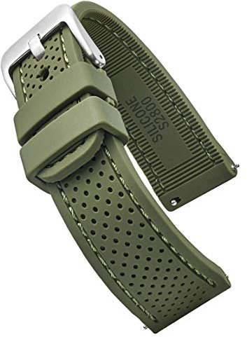 STUNNING SELECTION ALPINE Premium Quality Sporty Silicone Waterproof Watch Band with quick release - Soft Rubber Watch Strap - Assroted Colors - 20 mm, 22 mm and 24 mm (20MM, GREEN)