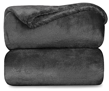 MERCURY TEXTIL - Manta Terciopelo Suave,Mantas Franela, Multiusos (Gris Oscuro, 130 X 160 CM)