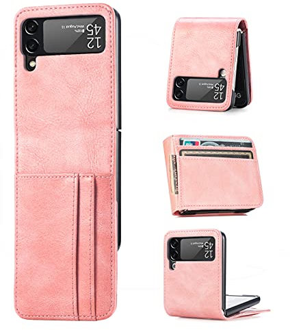 ZCDAYE Samsung Galaxy Z Flip 4 Hülle, Premium PU Leder Handytasche Z Flip 4 Handyhülle Klapphülle Flip Case für Samsung Galaxy Z Flip 4, Rosa