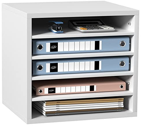 VEVOR 355 x 305 x 330 mm Briefablage Schreibtisch Organizer, 2,3–5,6 cm Einstellbar A4 Stapelbar Quer, Papierablage, Aufbewahrung Schreibtisch Ablagesystem Organisation, Ablage (Weiß, 5 Fächer)