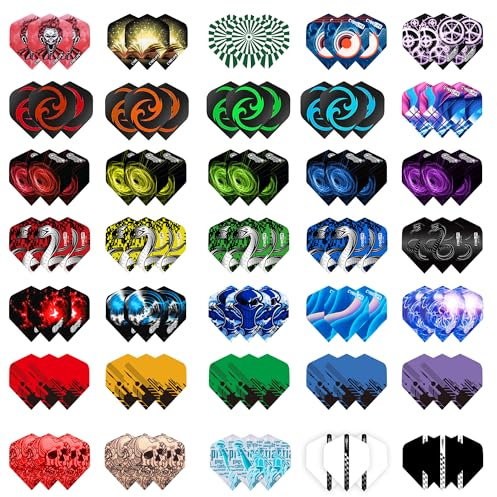 CyeeLife Dart Flights,35 Sets 105 Stück PET Standard Dart zubehör Perfekte für Soft und Steel Tip Dartpfeile
