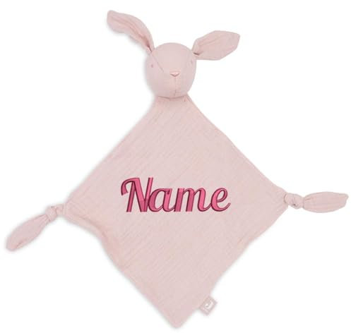Elefantasie Schnuffeltuch mit Name Bestickt Kuscheltuch personalisiert Tröster Geschenk zur Geburt HASE rosa