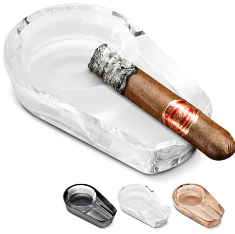 CIGARLOONG Glas Zigarrenaschenbecher，aschenbecher glas für draussen Haushalt Desktop Patios Innen Outdoor Büro Dekoration Zigarren Aschenbecher (Whtie)