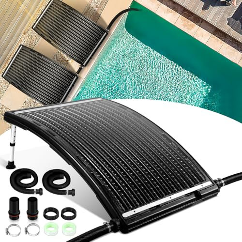 Jiubiaz Poolheizung Solar, 2 Sets, Solarheizung Pool mit Schlauch, 110x65x15cm, Sonnenkollektor für Warmwasser Gartendusche, 15 l Wasserinhalt, 10,000 l/h Durchflussmenge, Höhenverstellbar