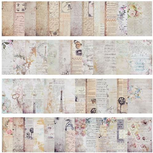 GORGECRAFT 100 Hoja 50 Estilos Retro Floral Scrapbook Paper Pad 10x14cm Vintage Decorativo Flor Decoupage Cartulina Papel Diario Scrapbooking Suministros para Planificadores Fabricación de Tarjetas