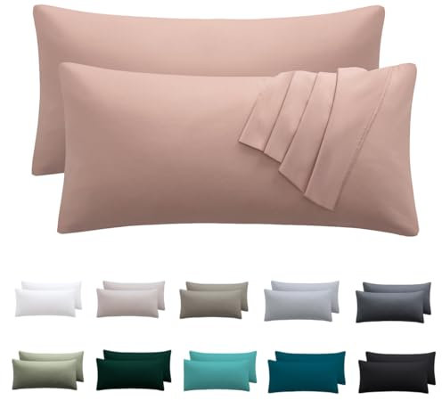 Nesture Kissenbezug 40 x 80 2er Set - kopfkissenbezug 40x80 cm Rosa, 100% Mikrofaser kissenbezüge mit Reißverschluss, Weich und Bügelfrei
