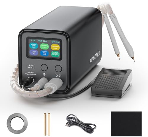 Soldador de puntos con batería, AWithZ 10,5kW con condensador Farad, soporta soldadura de níquel puro/níquel chapas, para 18650, batería de litio LiFePO4 (UF20B) (Aleación de aluminio)